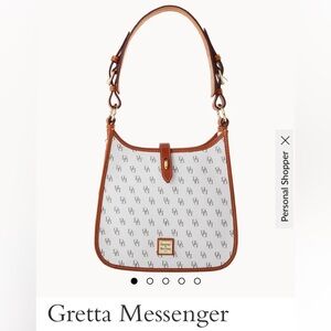 NWT Dooney & Bourke White & Tan Gretta Messenger Shoulder Bag